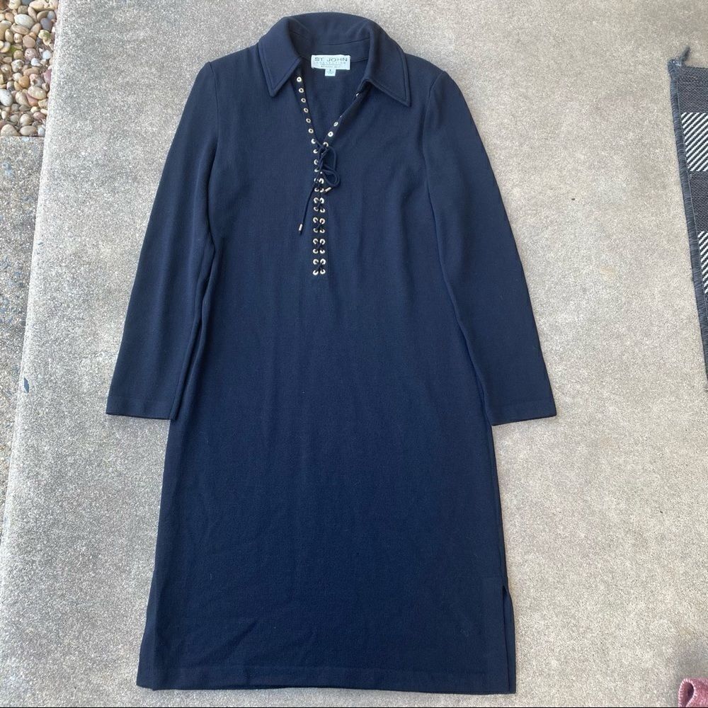 St. John Collection Knit Lace Up Dress